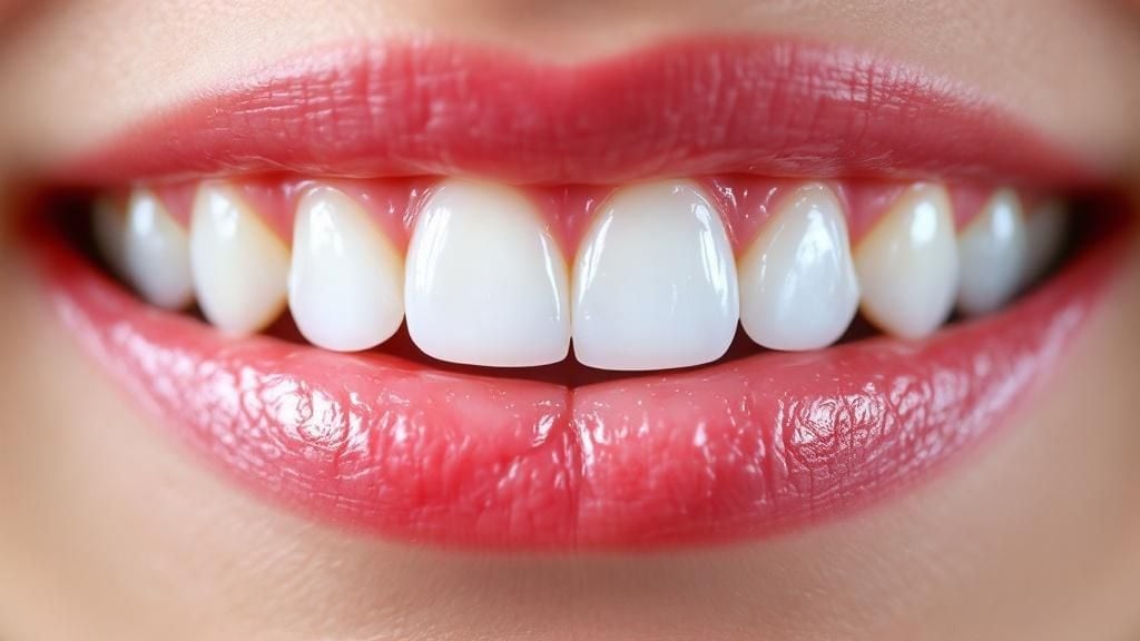 A healthy, bright smile with pink gums.