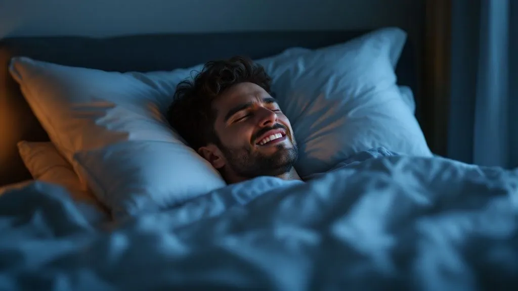 A person sleeping peacefully, indicating the unconscious nature of teeth grinding.
