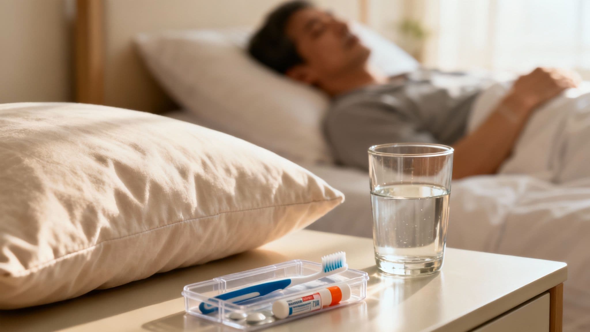A person smiling, showing healthy teeth after dental care.